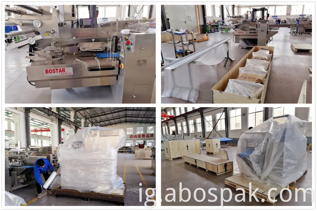 Nri oyi kpọnwụrụ akpọnwụ nwere pallet tray akpaaka igbe ngagharị Gusset labeling sealing packing wrapping machinery.